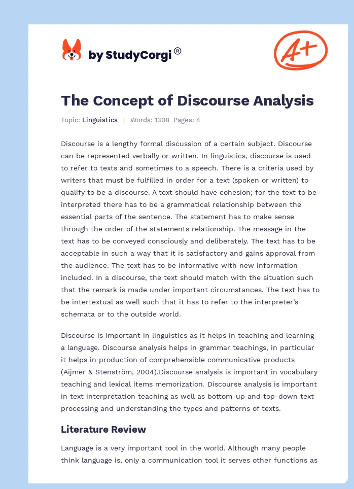 The Concept of Discourse Analysis. Page 1