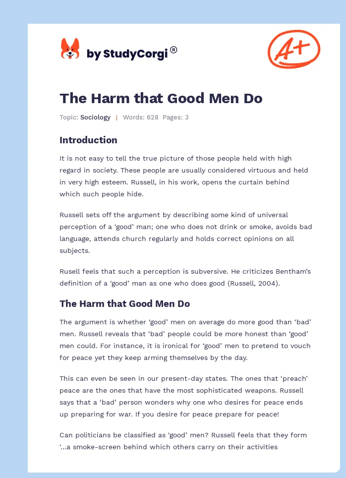 The Harm that Good Men Do. Page 1
