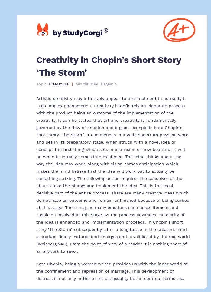 Creativity in Chopin’s Short Story ‘The Storm’. Page 1