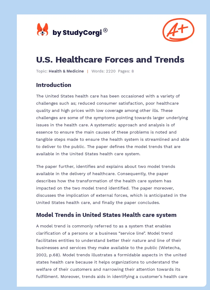U.S. Healthcare Forces and Trends. Page 1