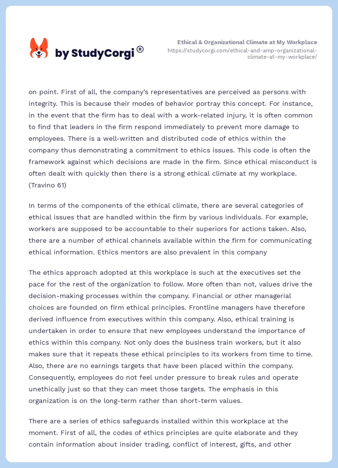 Ethical & Organizational Climate at My Workplace. Page 2