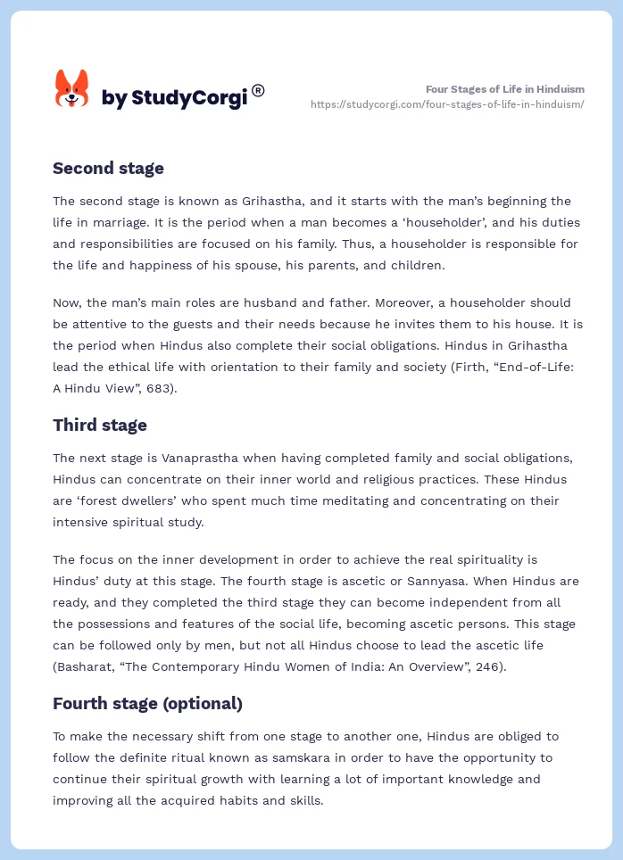 Four Stages of Life in Hinduism. Page 2