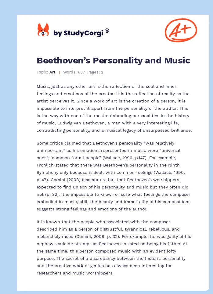 Beethoven’s Personality and Music. Page 1