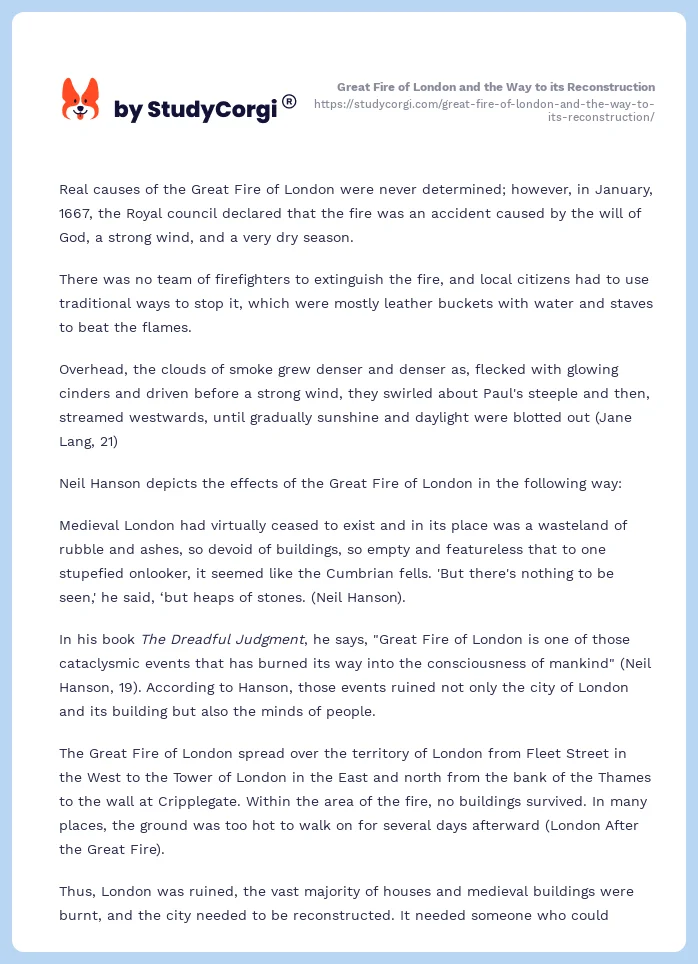 Great Fire of London and the Way to its Reconstruction. Page 2