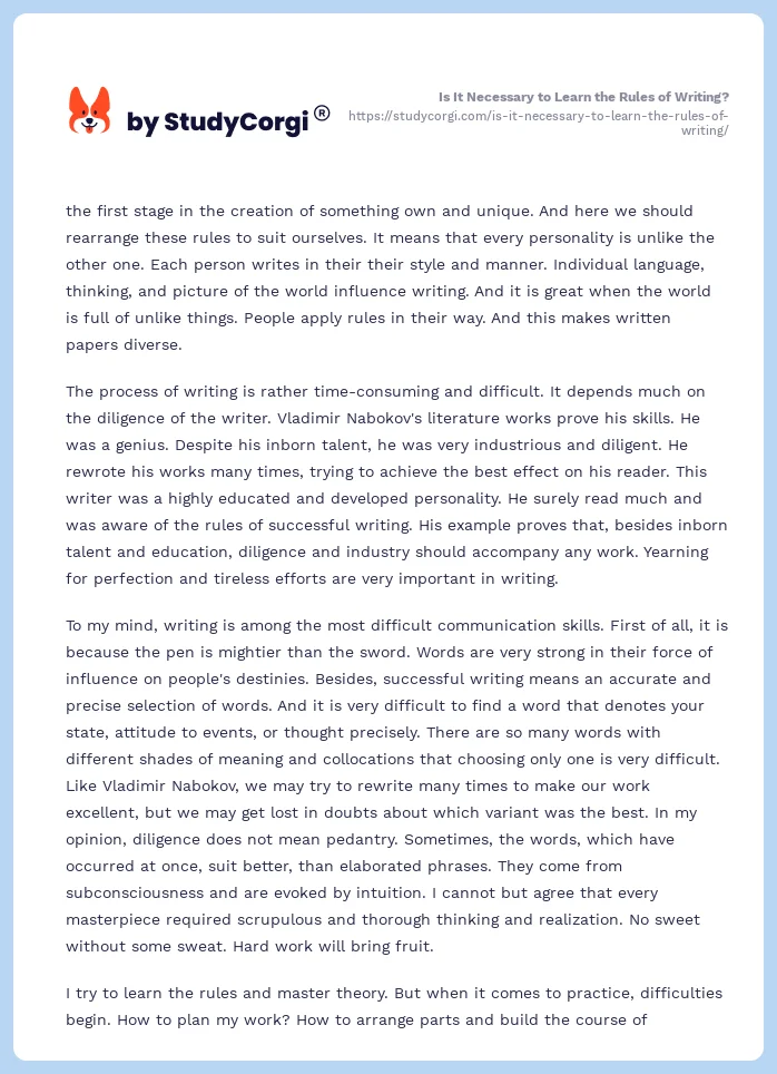 Is It Necessary to Learn the Rules of Writing?. Page 2