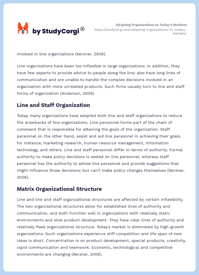 Adapting Organizations to Today’s Markets. Page 2
