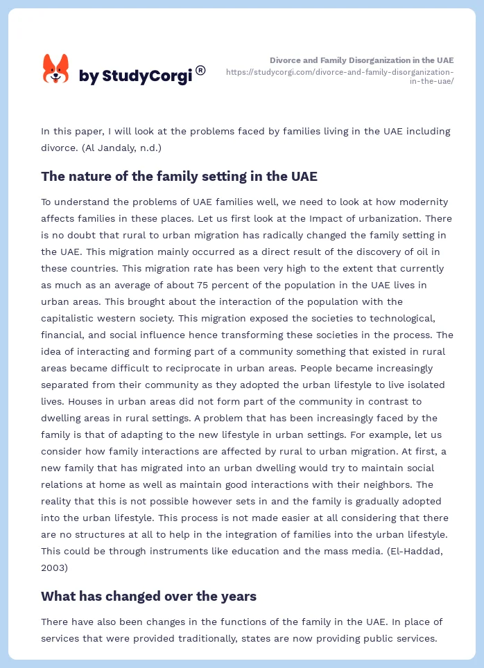 Divorce and Family Disorganization in the UAE. Page 2