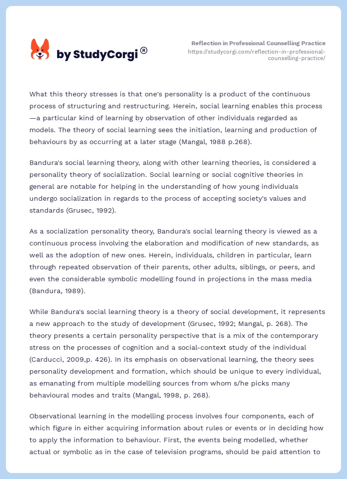 Reflection in Professional Counselling Practice. Page 2