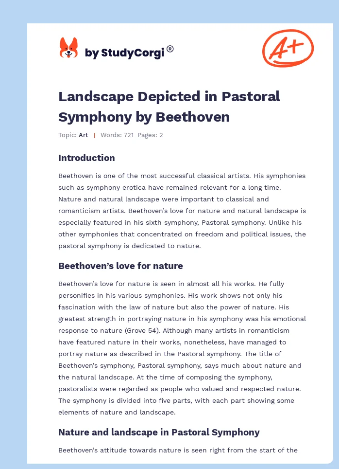 Landscape Depicted in Pastoral Symphony by Beethoven. Page 1
