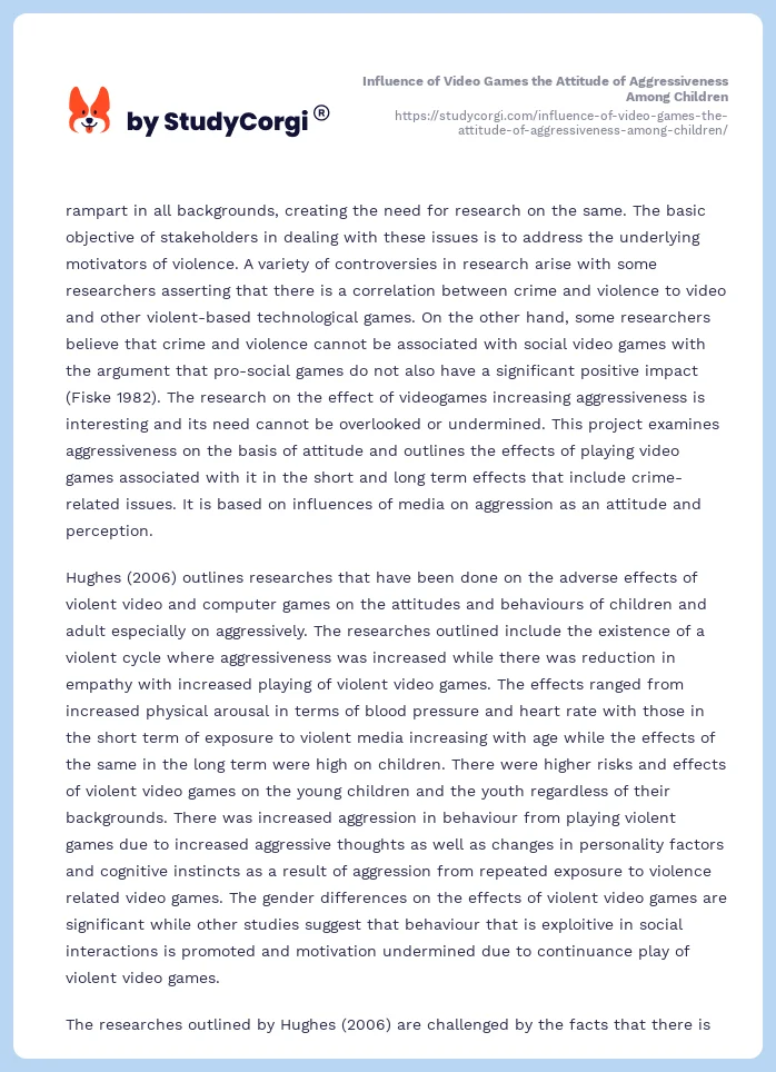 Influence of Video Games the Attitude of Aggressiveness Among Children. Page 2