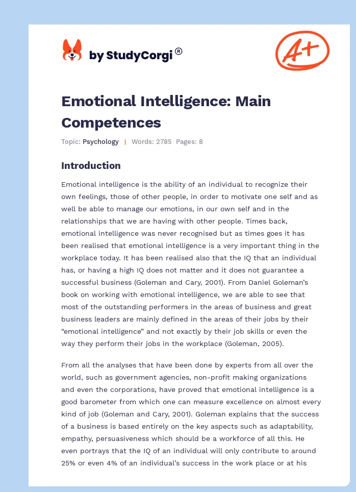 Emotional Intelligence: Main Competences. Page 1