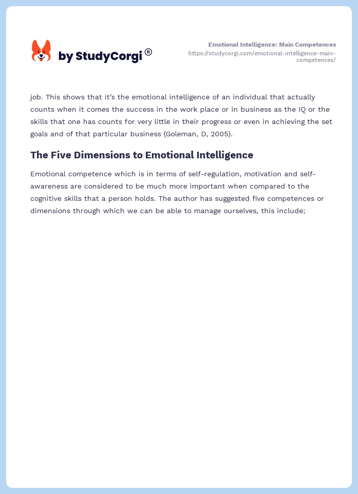 Emotional Intelligence: Main Competences. Page 2