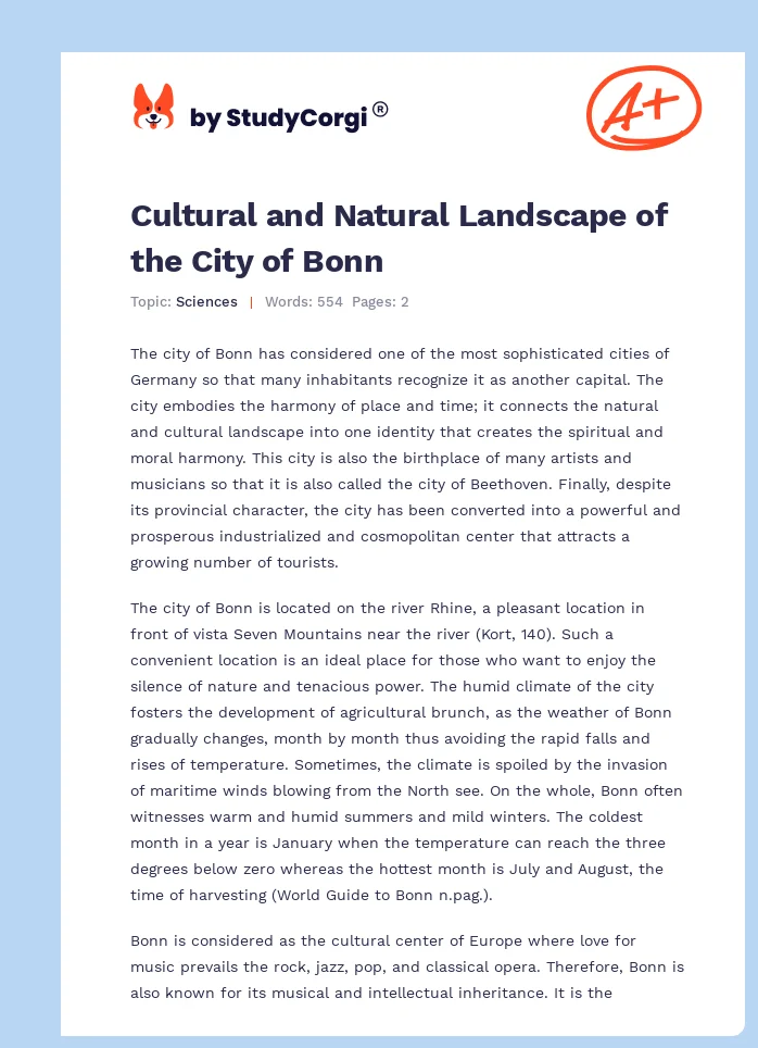 Cultural and Natural Landscape of the City of Bonn. Page 1