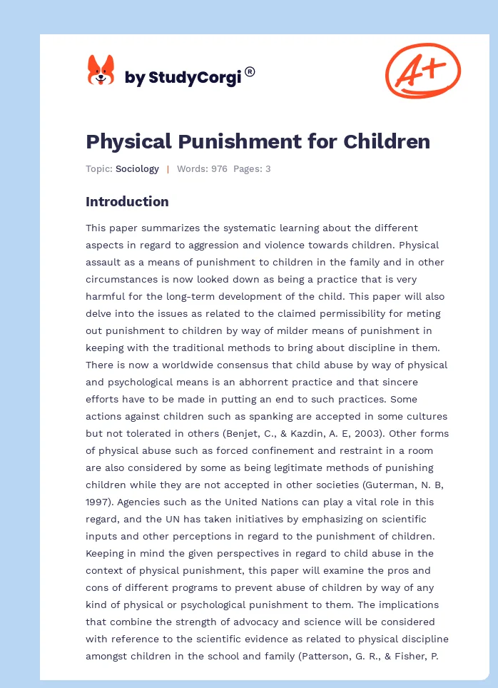 Physical Punishment for Children. Page 1