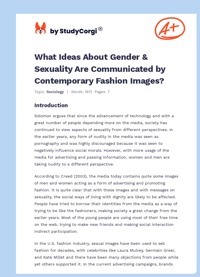 What Ideas About Gender & Sexuality Are Communicated by Contemporary Fashion Images?. Page 1