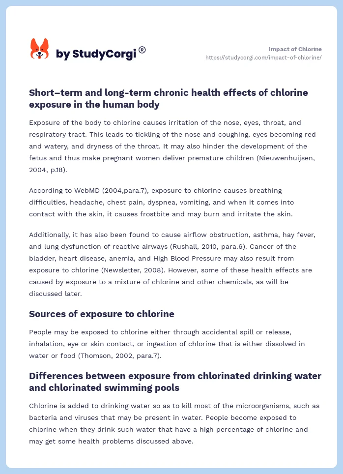 Impact of Chlorine. Page 2