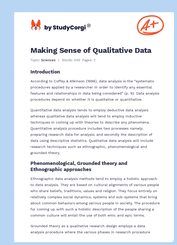 Making Sense of Qualitative Data. Page 1