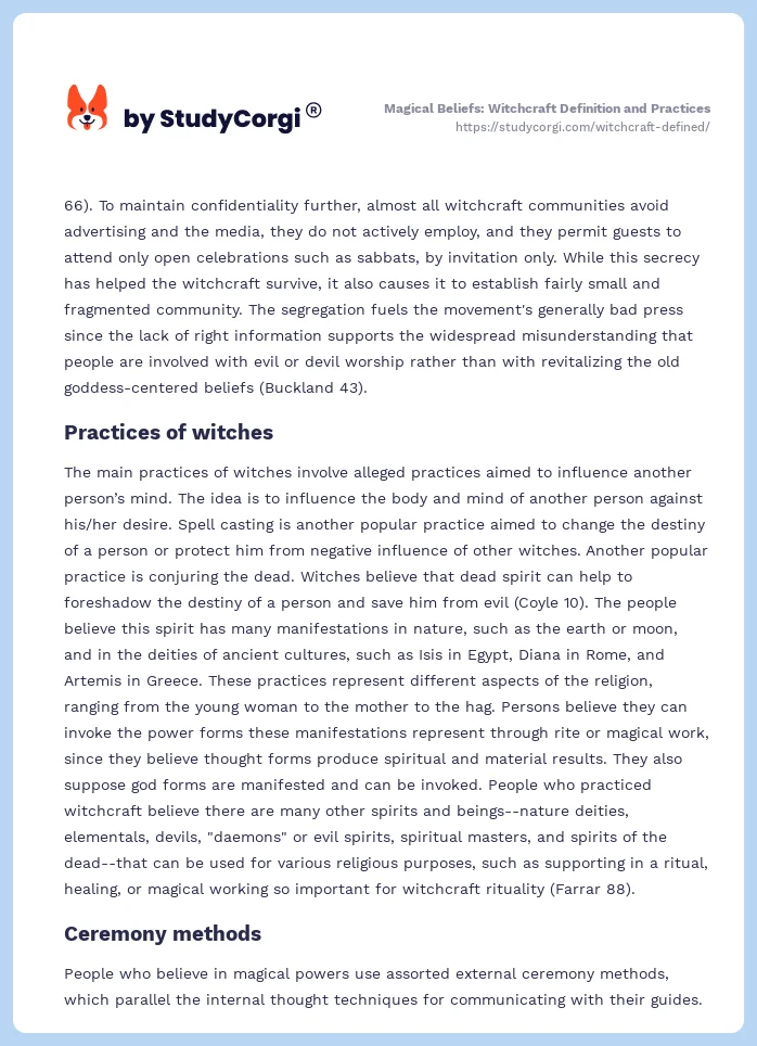 Magical Beliefs: Witchcraft Definition and Practices. Page 2