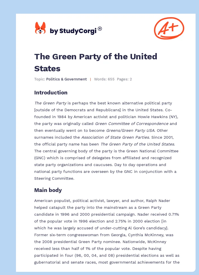 The Green Party of the United States. Page 1