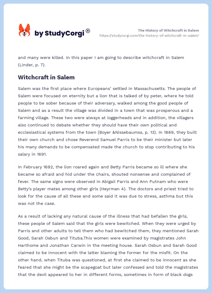The History of Witchcraft in Salem. Page 2