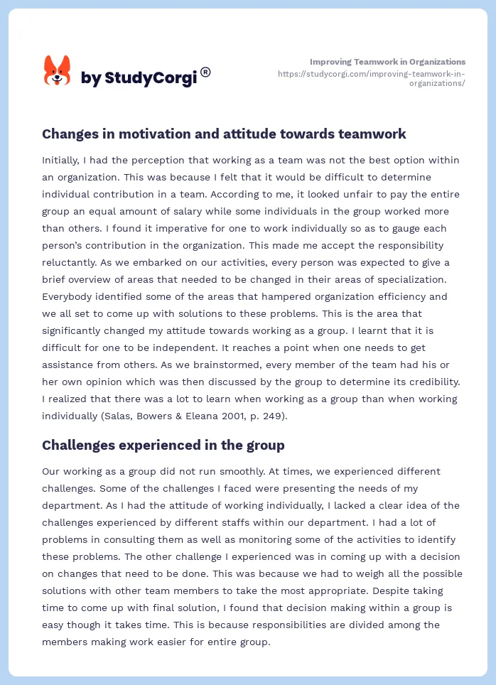 Improving Teamwork in Organizations. Page 2