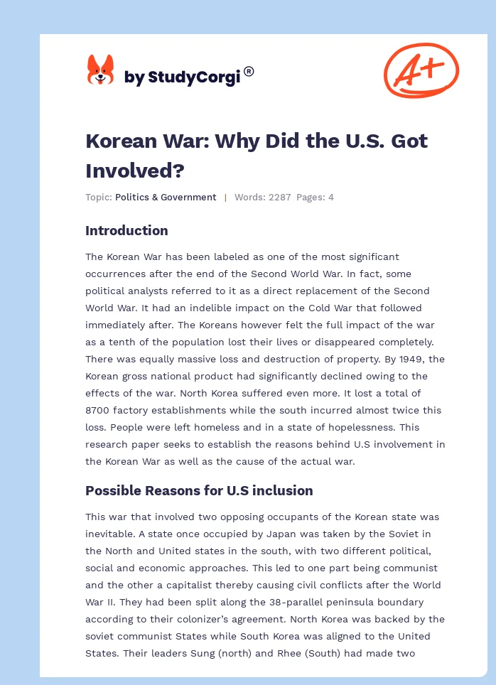 Korean War: Why Did the U.S. Got Involved?. Page 1