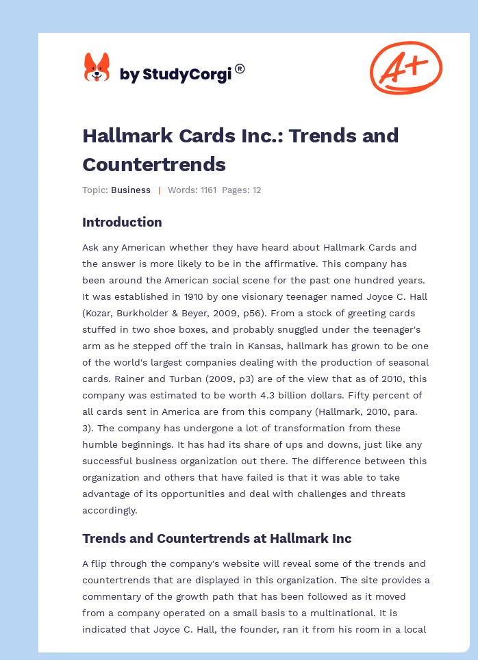Hallmark Cards Inc.: Trends and Countertrends. Page 1