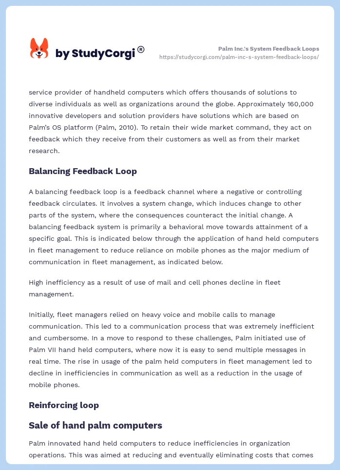 Palm Inc.'s System Feedback Loops. Page 2