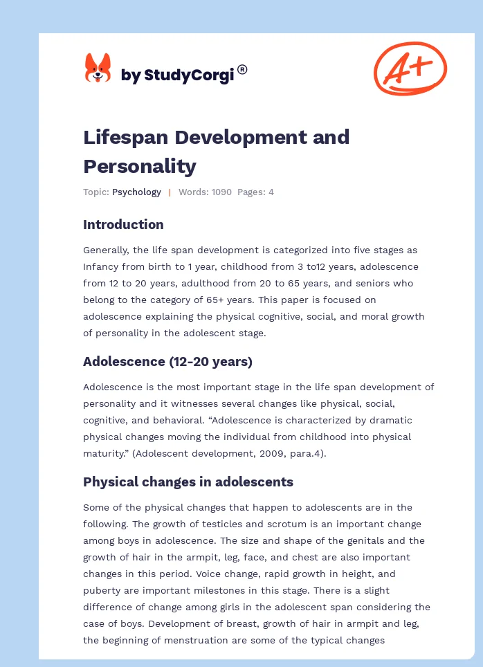 lifespan development social work essay