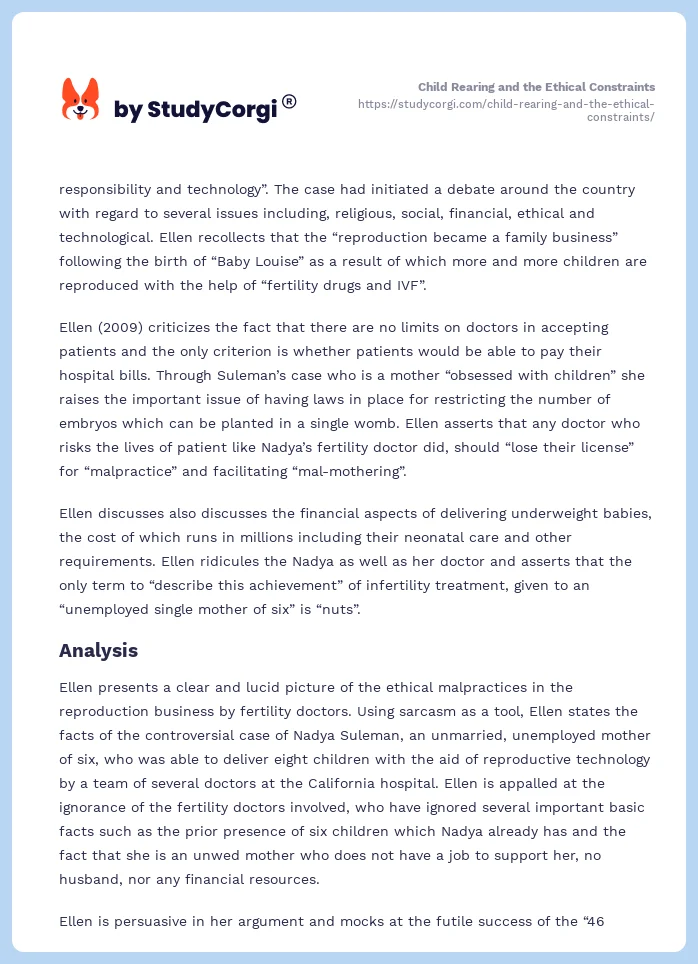 Child Rearing and the Ethical Constraints. Page 2