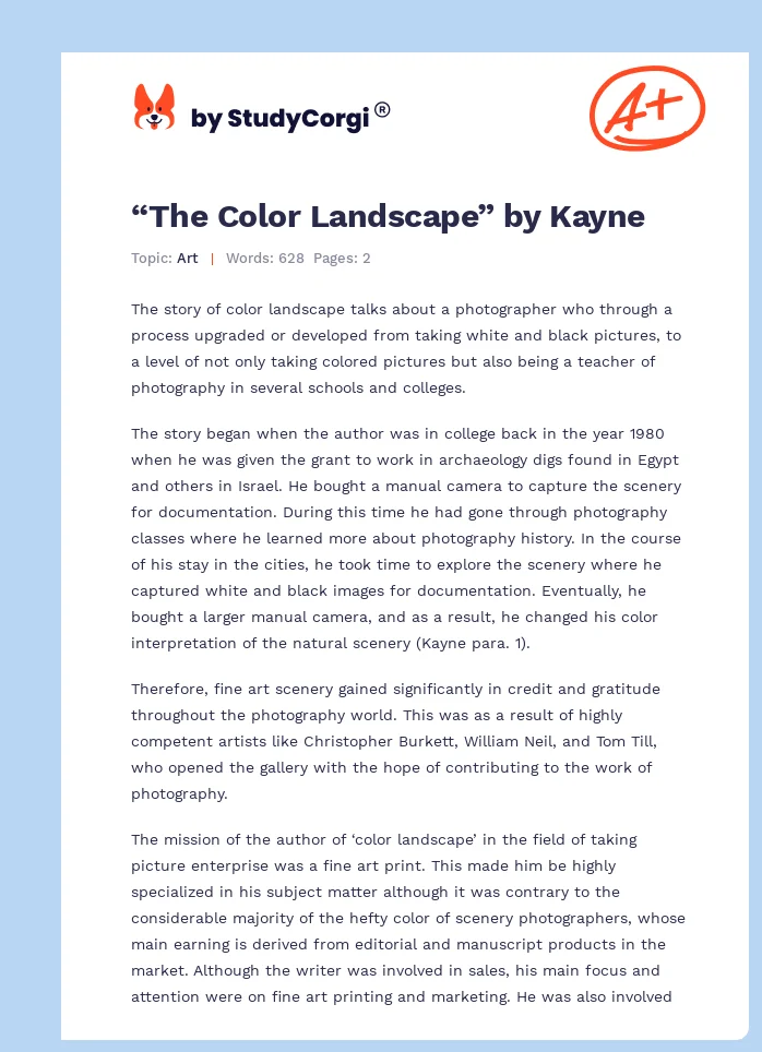 “The Color Landscape” by Kayne. Page 1