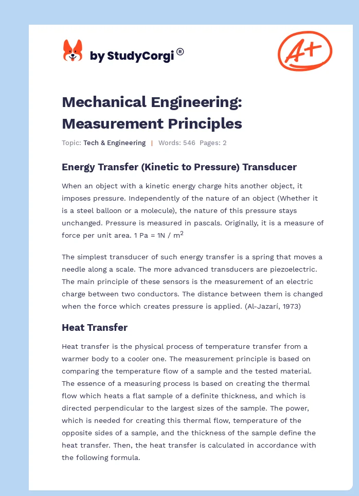 Mechanical Engineering: Measurement Principles. Page 1