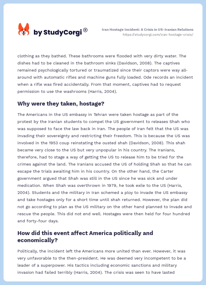 Iran Hostage Incident: A Crisis in US-Iranian Relations. Page 2