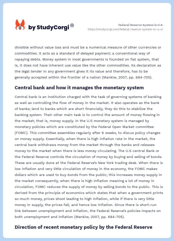Federal Reserve System in U.S.. Page 2