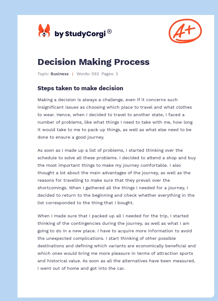 Decision Making Process. Page 1