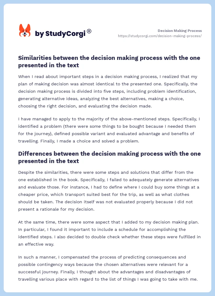 Decision Making Process. Page 2