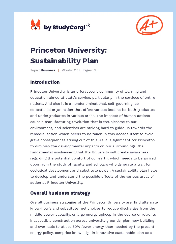 Princeton University: Sustainability Plan. Page 1