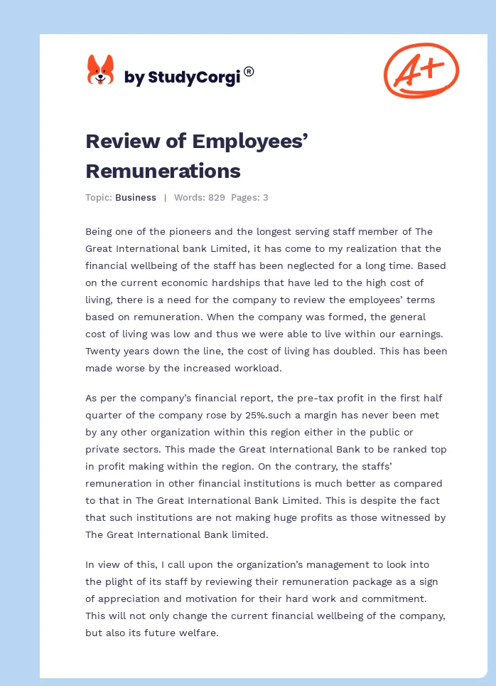 Review of Employees’ Remunerations. Page 1