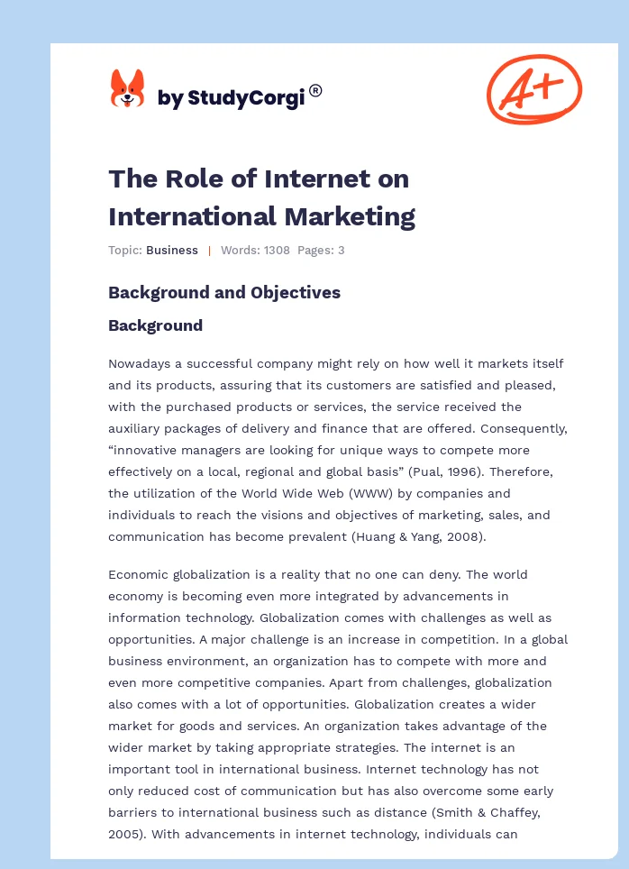The Role of Internet on International Marketing. Page 1