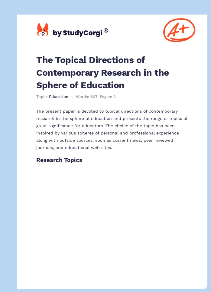 The Topical Directions of Contemporary Research in the Sphere of Education. Page 1