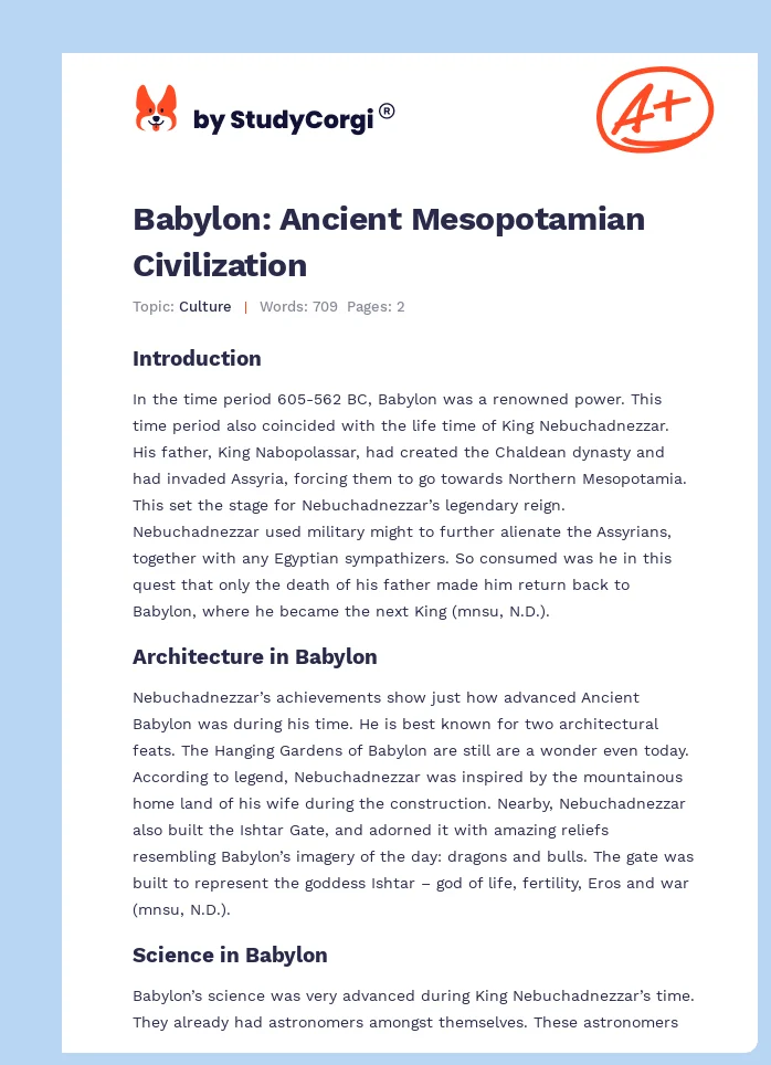  Babylon: Ancient Mesopotamian Civilization. Page 1