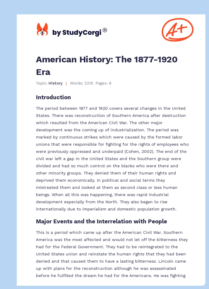 American History: The 1877-1920 Era. Page 1