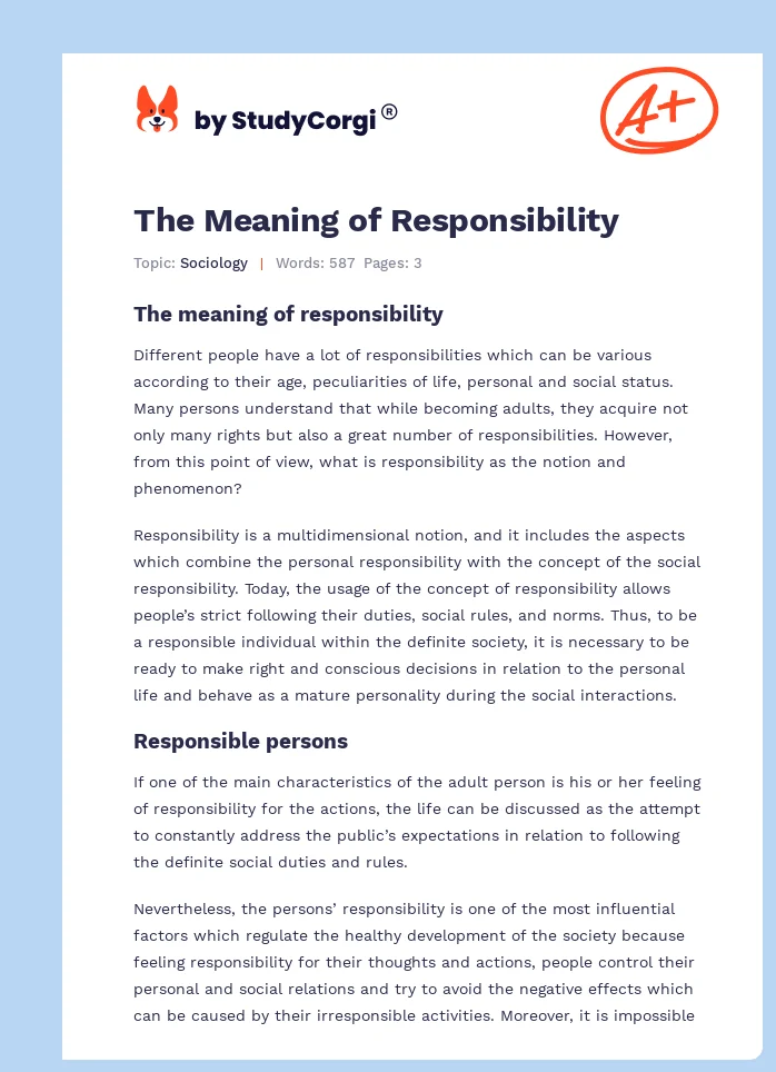 The Meaning of Responsibility. Page 1
