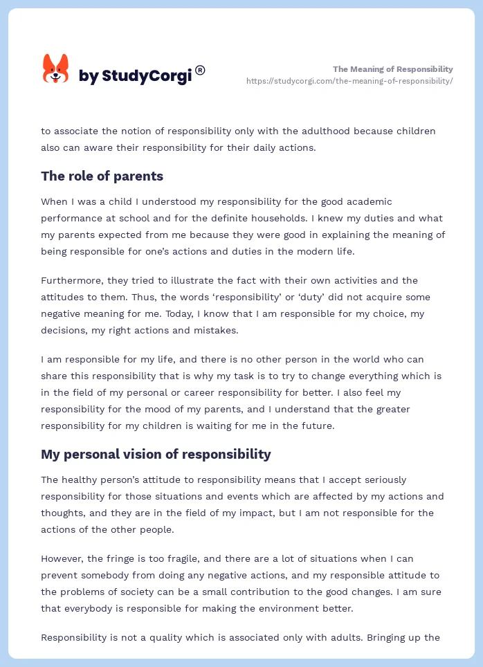 the meaning of responsibility assignment