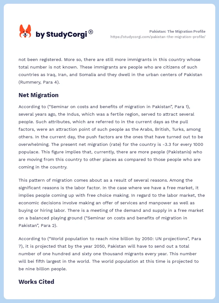 Pakistan: The Migration Profile. Page 2