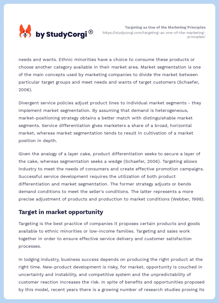 Targeting as One of the Marketing Principles. Page 2