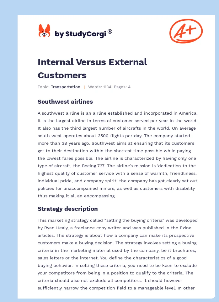 Internal Versus External Customers. Page 1