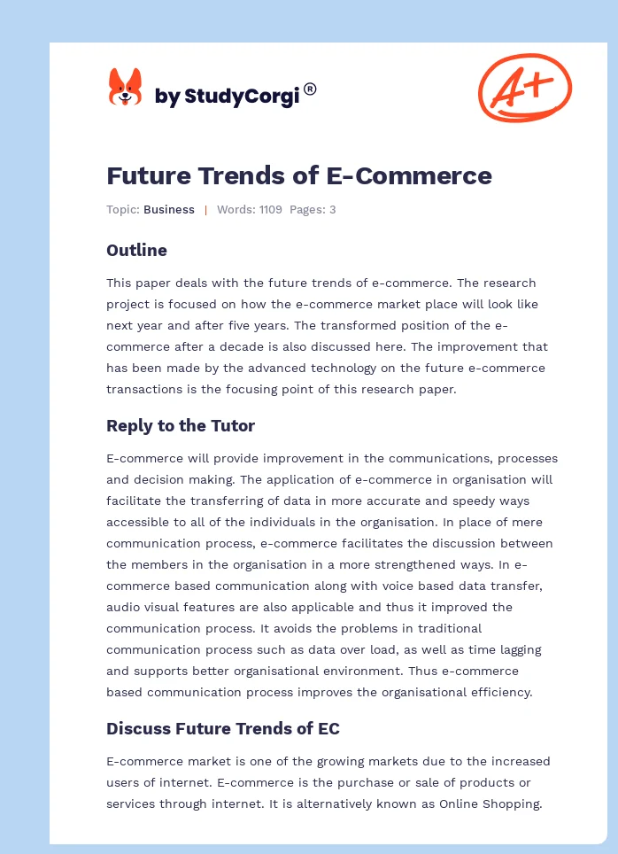 Future Trends of E-Commerce. Page 1