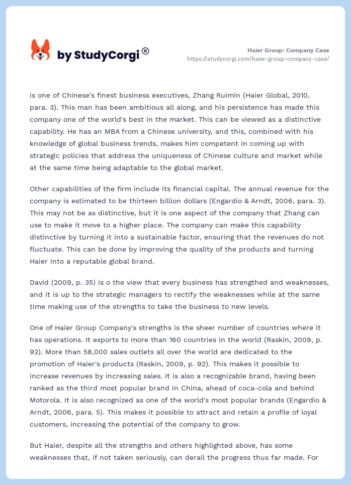Haier Group: Company Case. Page 2