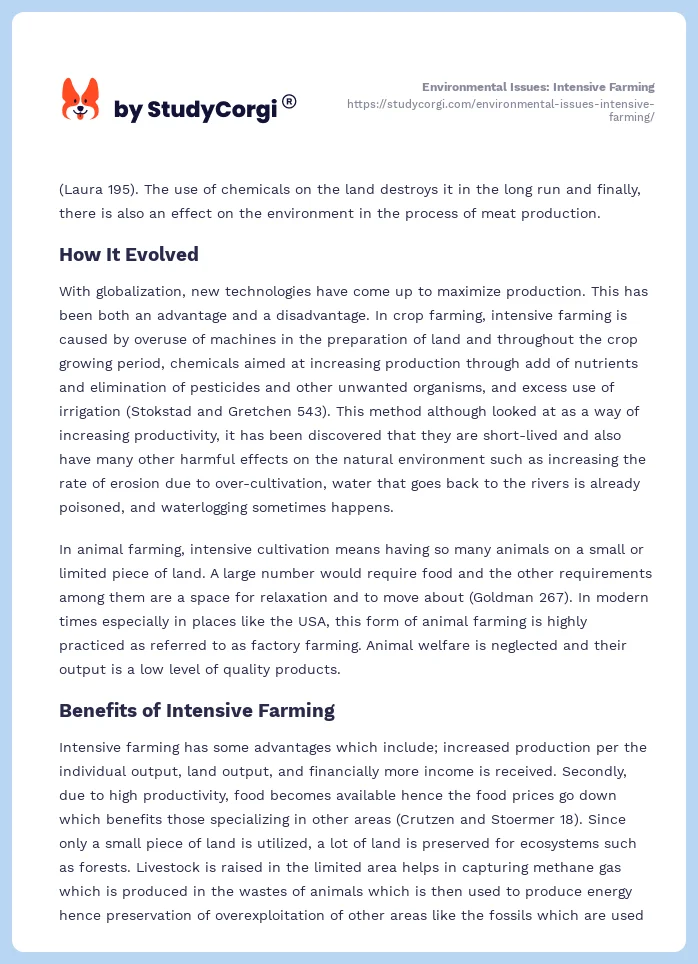 Environmental Issues: Intensive Farming. Page 2